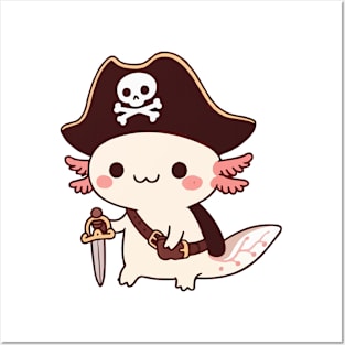 cute chibi pirate axolotl Posters and Art